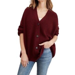 Jenni Kayne wine cashmere cocoon Cardigan Sweater S